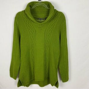 Jeanne Pierre green woven cotton sweater. Size Large